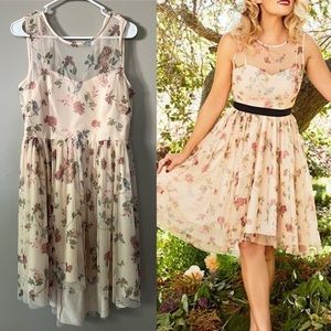 LC Lauren Conrad Disney Collection Dress Tulle Floral Sleeveless Snow White